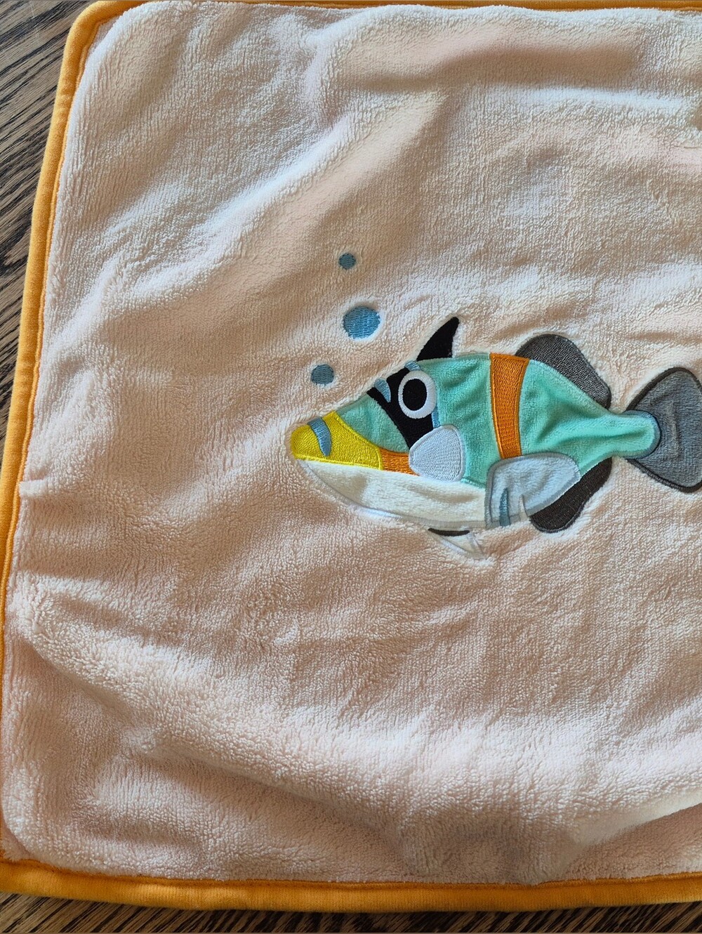 Four Seasons Maui Resort Yellow-Trim Peach Fish Appliqué Baby Fleece Lovey